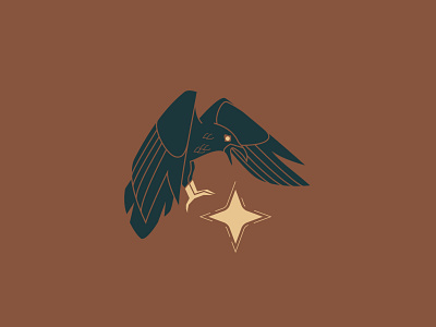 Star Taker - 122/365 bird corvid fly illustration illustrations simple steal vector