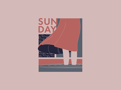 Sun Day - 195/365 day design dress female girl illustrations lady leg legs ripples sun sundress wade wading water wind woman