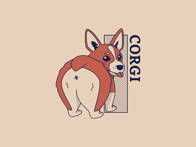 Corgi - 255/365 adorable butt corgi cute dog dogs dumb halftone illustration illustrations kawaii pet pets puppy vector