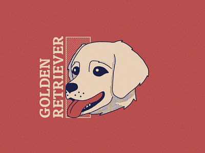 Golden Retriever - 263/365 animal cartoon character dog dogs golden retriever half tone halftone illustration illustrations puppy