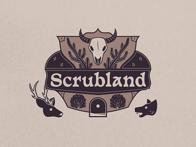 Scrubland - 284/365 bush cactus coyote crest deer desert illustration logo marquee scrubland shrub shrubland sign signage skull wasteland