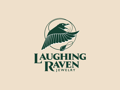 Laughing Raven Jewelry bird branding gem illustration jewelry logo logotype necklace raven shop store