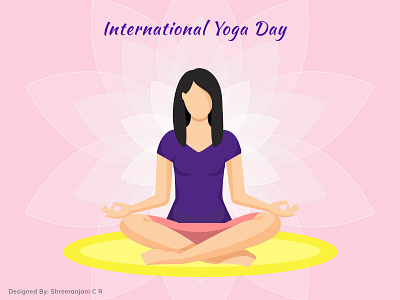 International Yoga Day design dribbble figmadesign fitness girl illustration illustration international yoga day lotus meditation peace vector yoga yoga day