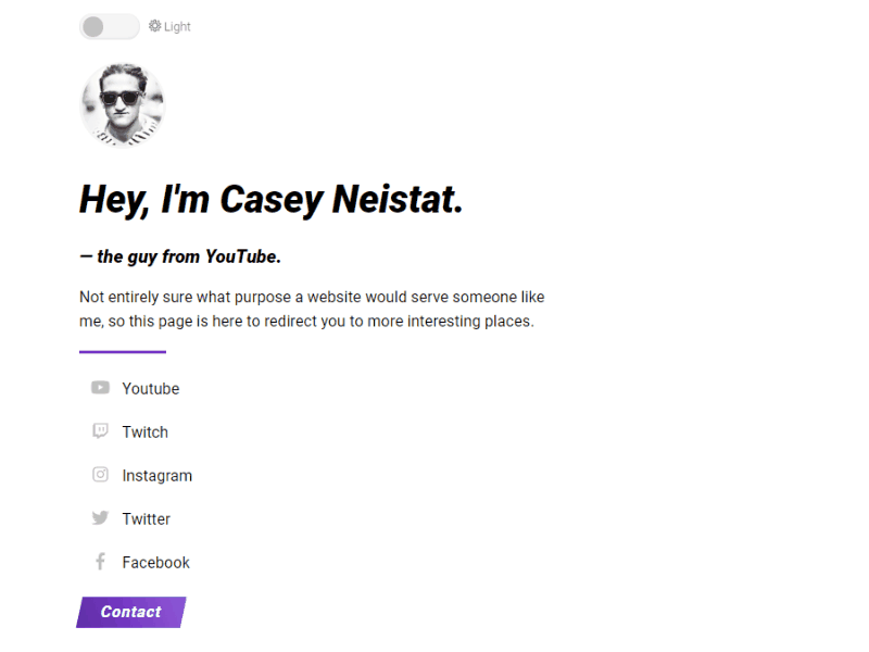 Casey Neistat casey neistat codepen dark theme landing page ui