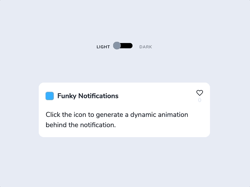 Funky Notifications alert animation codepen component dark mode dynamic interaction night mode notification toggle ui ux