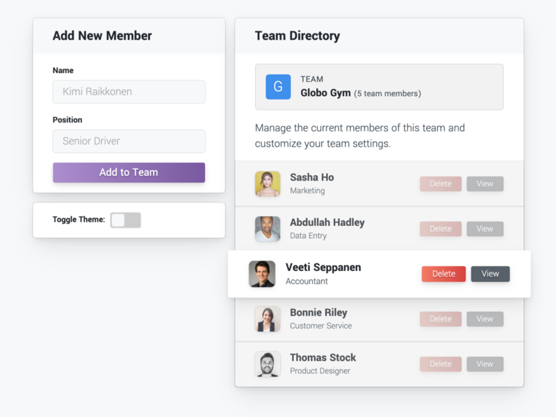 Team Directory by Ryan Parag on Dribbble