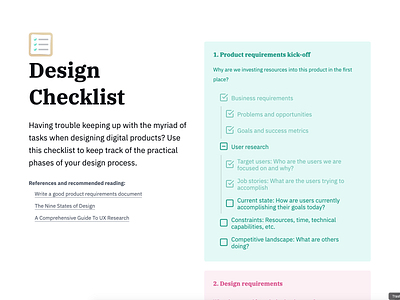 design checklist by Ryan Parag on Dribbble