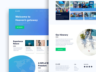 CLAW - Home Page Design adventure home screen itinerary travel trip ui ux website