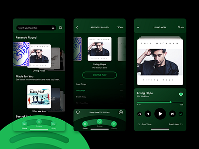 Redesign - SPOTIFY interaction design iphone mobile music music player ui redesign spotify uiuxdesign visual design