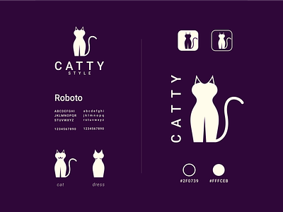 CATTY STYLE awesome brand branding cat catty clean color combination logo concept design designer dress dualmeaning graphic illustration inspiration logo modern logo style vector