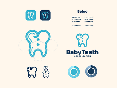 baby teeth awesome baby brand branding combination dental design designer dual meaning graphic health icon icons illustration inspiration logo modern simple teeth vector