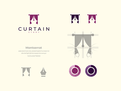 curtain story awesome brand branding clean combination logo curtain design designer dualmeaning graphic icon illustration inspiration logo modern logo pen simple story symbol vector