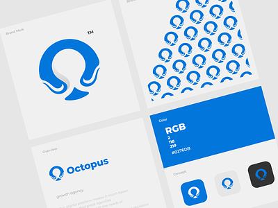 Octopus logo concept brand branding design graphic illustration logo octpus typography ui ux vector