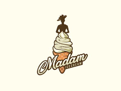 Madam Ice Cream Combination Logo art awesome brand branding combination design company design designer dualmeaning graphic icecream icecream logo icon illustration inspiration logo madam typography vector
