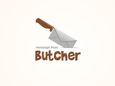 Messege From Butcher Logo awesome brand branding butcher company design designer dualmeaning graphic icon illustration inspiration knife logo message typography vector