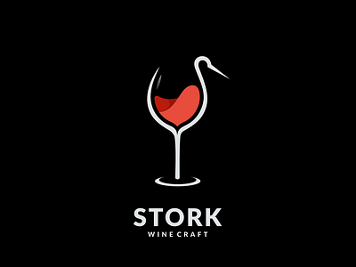 Stork Wine animal art awesome brand branding company design designer dualmeaning graphic icon illustration inspiration logo stork vector wine