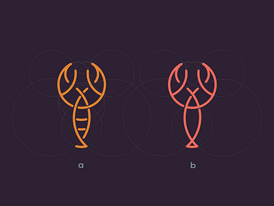 Lobster Monoline Logo animal art awesome brand branding company design designer graphic icon illustration inspiration lobster lobster logo logo monogram monoline shirmp vector