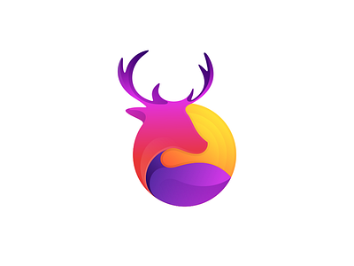 Deer with Sunset animal awesome brand branding company deer deer logo design designer graphic icon illustration inspiration logo monogram sun sunset vector