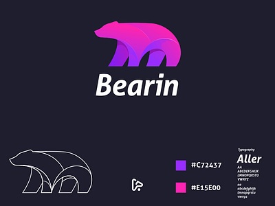 Bearin Logo animal app awesome bear bear logo brand brand guide branding company design designer graphic icon illustration inspiration logo monogram purple vector