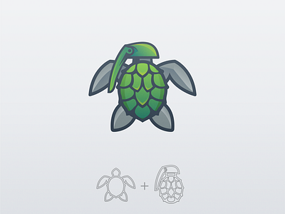 Turtle Grenade animal app awesome brand branding company design designer dualmeaning graphic grenade grenade logo icon illustration inspiration logo turtle turtle logo vector