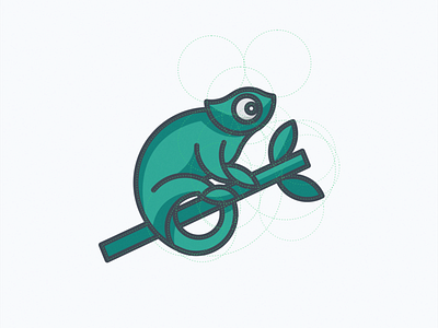 Green Chameleon with Grid Process animal app art awesome awesome logo brand branding cartoon character chameleon chameleon logo company design designer graphic icon illustration inspiration logo vector