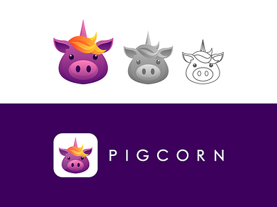 Unipig app awesome brand branding design designer dualmeaning garagephic studio graphic icon illustration logo pig pig logo unicorn unicorn logo vector