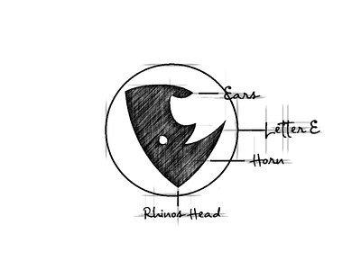 E Rhino Logo animal brand branding design designer garagephic studio graphic icon illustration logo rhino rhino logo simple sketch vector