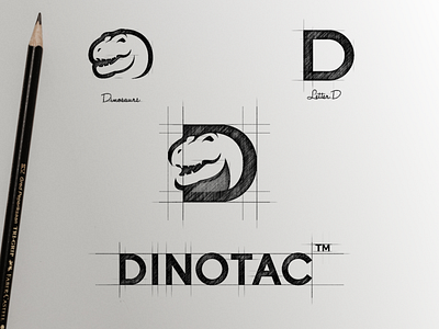 Dinotac Logo animal brand branding design designer dinosaurus dual meaning dual meaning logo garagephic studio graphic icon identity illustration letter d logo negative space negative space logo sketch vector