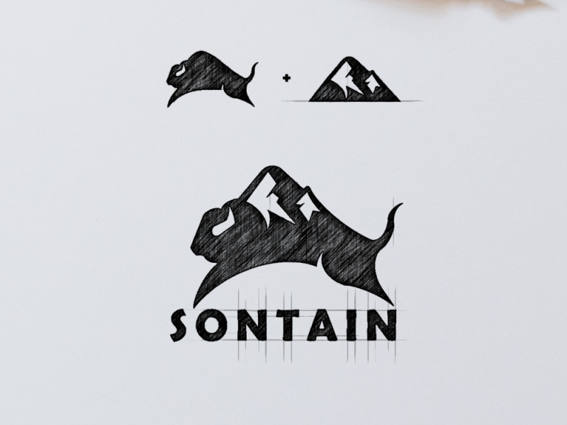 Bison and Mountain Logo Combination by Garagephic Studio on Dribbble