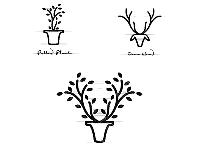 Potted Plant + Deer brand branding deer deer logo design designer dual meaning logo dualmeaning garagephic studio graphic icon illustration inspiration logo logo combination negative space plant potted potted logo vector