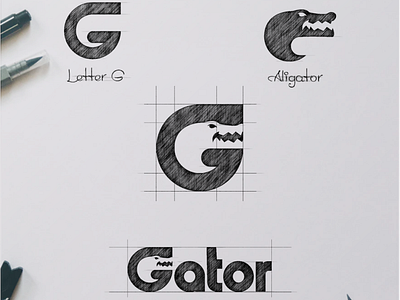 GATOR ( Letter G + Aligator ) aligator aligator logo animal animal logo brand branding crocodile design designer dual meaning garagephic studio graphic icon illustration inspiration letter g logo negative space negative space logo vector