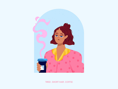 Tired Face challenge character character design coffee exhausted facetober female girl texture tired vector illustration