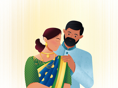 Love Moments character couple custom illustration customised happy moments illustrator india indian characters love saree texture tradition traditional traditional dresses vector illustration wedding
