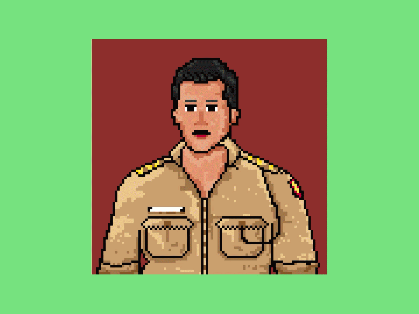 NFT- Chulbul Pandey 2d art actor art bollywood character design chulbul pandey crypto art movie nft nft art nft collection pixel art pixel character vector