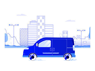 Delivery Van adobe illustrator app illustration blue business car city courier delivery delivery van monochromatic road shipment shipping street texture transport transportation van vector vehicle