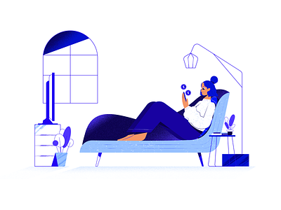 Online Selling adobe illustrator app blue cash character design coins couch female character living room money monotonous online earning online selling online shopping seller sofa ui vector women women character