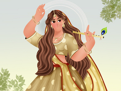 Radha art character digital digital art female character god illustration indian character indian folk art indian goddess krishna procreate radha radha krishna women character