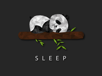 Sleep black and white illustraion illustrator low polygon nap panda panda bear sleepy