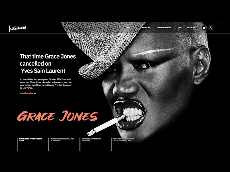 Grace Jones Interviews branding interview magazine typography ux uxui web webdesign