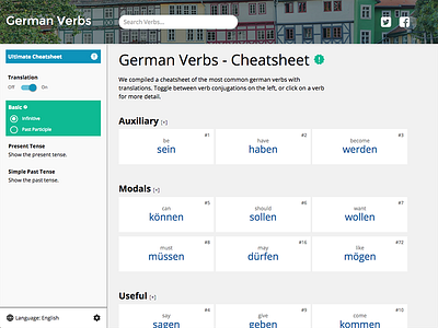 German Verbs Cheatsheet - Website cheatsheet german lang.global sidebar verbs website