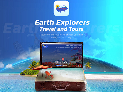 Earth Explorers Presentation branding design flat icon illustration logo minimal travel agency typography ui web website