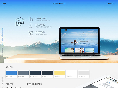 Hotel Website bootstrap branding corporate design fontawesome googlefont homepage hotel mockup parallax presentation responsive ui uiux ux web wordpress