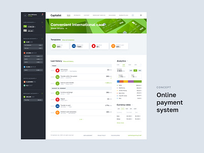 Online payment system dashboard