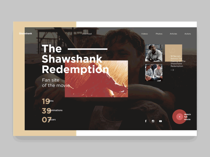 The Shawshank Redemption fan site clean creative design figma flat minimal photoshop ui uidesign uidesigner ux uxuidesign web webdesign website