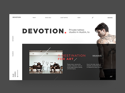 Devotion Tattoo. clean creative design figma flat minimal photoshop typography ui uidesign uidesigner ux uxuidesign web webdesign website