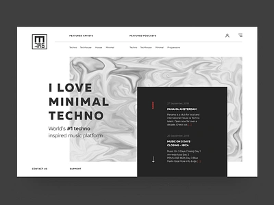 Techno inspired music platform clean creative design figma flat minimal photoshop ui uidesign uidesigner ux uxuidesign web webdesign website