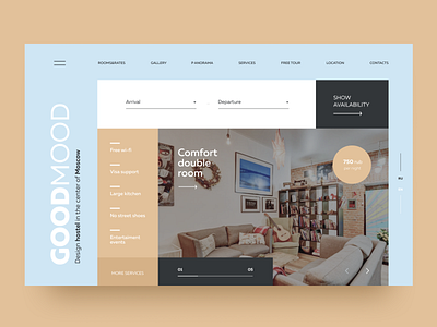 Hostel "goodmood" design figma minimal photoshop ui ux uxuidesign webdesign