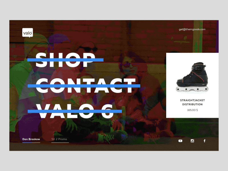 Valo agressive skates main page concept