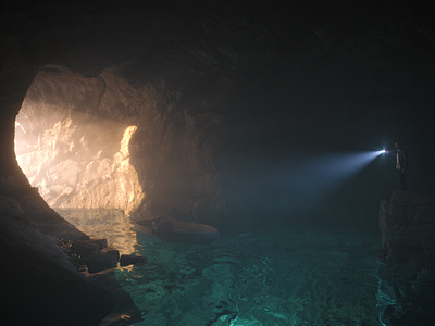 Monte Cristo 3d c4d cave environment design fog lighting modeling mood ocean octane textures treasure water