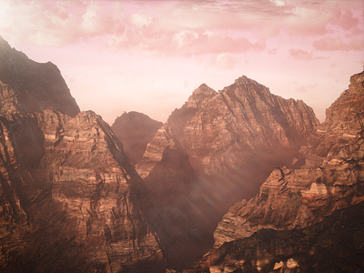 Triplanar Mountains c4d dusk lighting modeling mountains octane sunlight textures